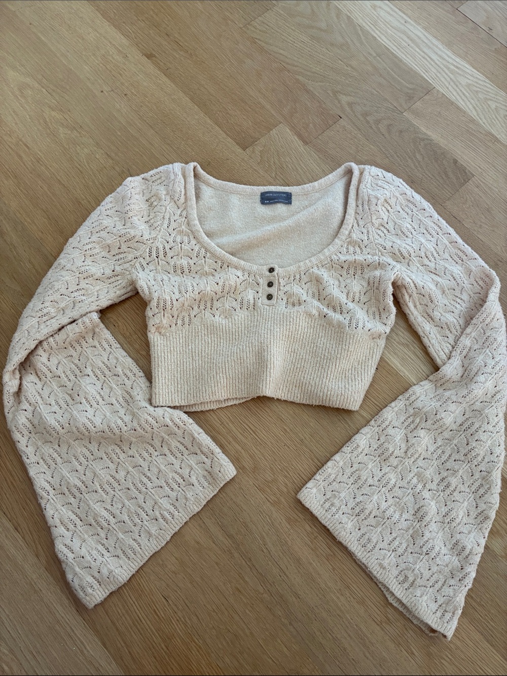 Urban Outfitters Cropped Seeater Top with Bell Sleeves